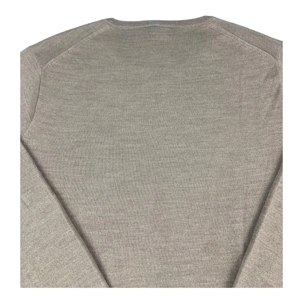 J Crew Beige Long Sleeve Sweater, Men’s XL, Merino Wool Blend